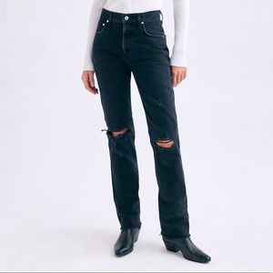 Brand New Agolde Cherie Black High Rise Straight Jean 24